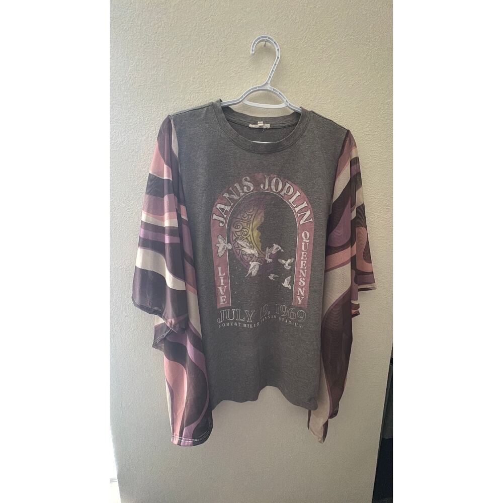 Upcycled Rework Janis Joplin Band T Shirt Boho Chic
